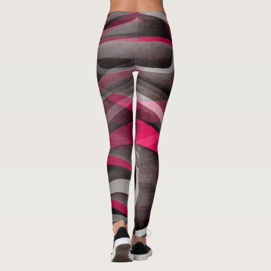 Roos roze en grijs Funky Pattern Leggings (Achterkant)