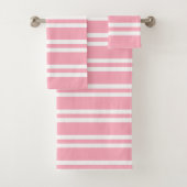 Roos Roze en witte strepen Bad Handdoek (Insitu)