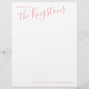 Roos Roze Familienaam Script Letterhead Briefhoofd