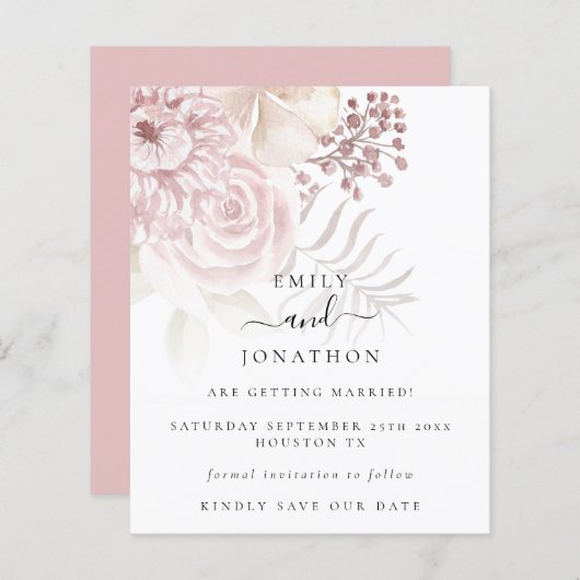 Roos roze flora budgettaire mosterd sparen datum (Voorkant / Achterkant)