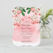 Roos Roze Floral Botanische bruiloft Kaart (Staand voorkant)