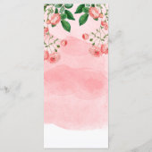 Roos Roze Floral Botanische bruiloft Menu (Achterkant)