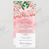 Roos Roze Floral Botanische bruiloft Menu (Voorkant / Achterkant)