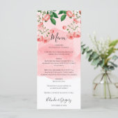 Roos Roze Floral Botanische bruiloft Menu (Staand voorkant)