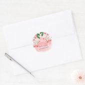Roos Roze Floral Botanische bruiloft Ronde Sticker (Envelop)