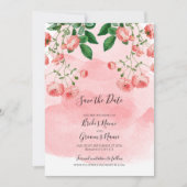 Roos Roze Floral Botanische bruiloft Save The Date (Voorkant)
