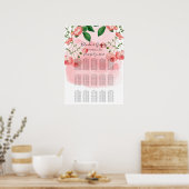  Roos Roze Floral Wedding Seating Chart Poster (Keuken)