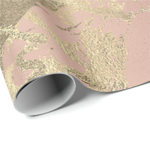 Roos Roze Foxier Goud Marmer Glanzend Metallic VIP Cadeaupapier