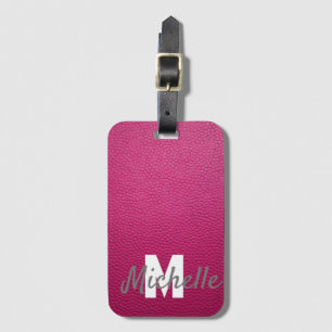 Roos roze gepersonaliseerde naam bagagelabel