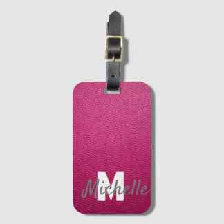 Roos roze gepersonaliseerde naam bagagelabel