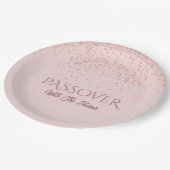 Roos Roze Glitter Dust Jwish Passover Seder Papieren Bordje (Gekanteld)