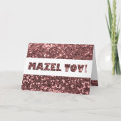 Roos Roze Glitter Mazel Tov Gefeliciteerd Kaart (Voorkant)