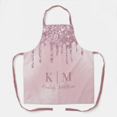 Roos Roze Glitter Monogram Initialen Schort (Voorkant)