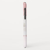 Roos Roze Glitter Rhinestone Naam Foto Case-Mate iPhone Case (Achterkant/links)