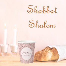 Roos Roze Glitter Shabbat Papieren Bekers