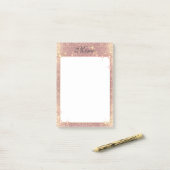 Roos Roze glitter Sparkle Glam Faux Textuur Post-it® Notes (Op bureau)