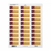 Roos roze goud tropisch palmblad scriptadres etiket (Full Sheet)