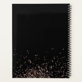 Roos roze goud & zwart glitter Lijst monogram Planner (Achterkant)