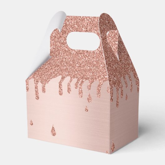 Roos roze goudas Drijvende glitter Bedankdoosjes (Achterkant)