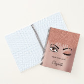 Roos roze goudas Drijvende glitter Notitieboek (Binnen)