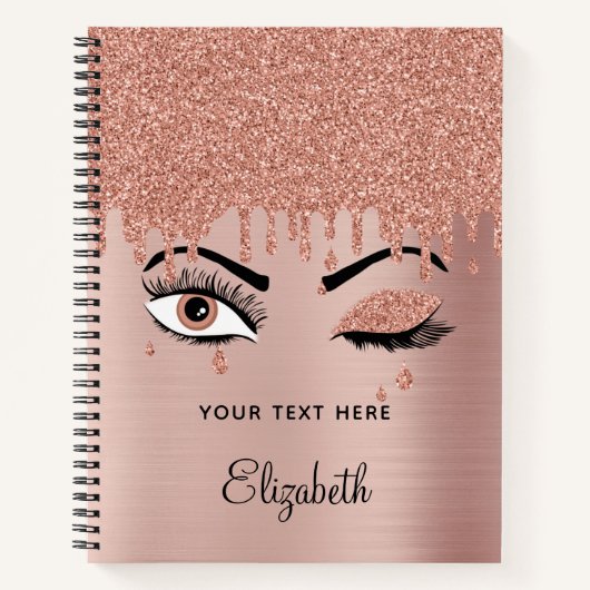 Roos roze goudas Drijvende glitter Notitieboek (Voorkant)