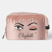 Roos roze goudas Drijvende glitter Toilettasje (Achterkant)