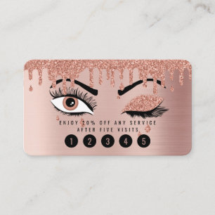 Roos roze goudas Glitter Loyalty Kaart Visitekaartje