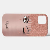 Roos roze gouden wimpers druppelen Case-Mate iPhone case (Achterkant (horizontaal))