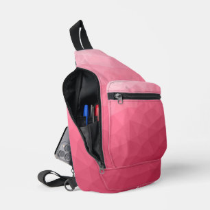 Roos roze gradiënt geometrisch maaspatroon sling bag