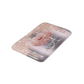 Roos Roze grijze Glitter Naam Monogram Makeup Badmat (Gekanteld)