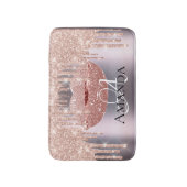 Roos Roze grijze Glitter Naam Monogram Makeup Badmat (Voorkant Verticaal)