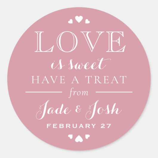 Roos roze hartenliefde is een heerlijk huwelijk ronde sticker (Voorkant)