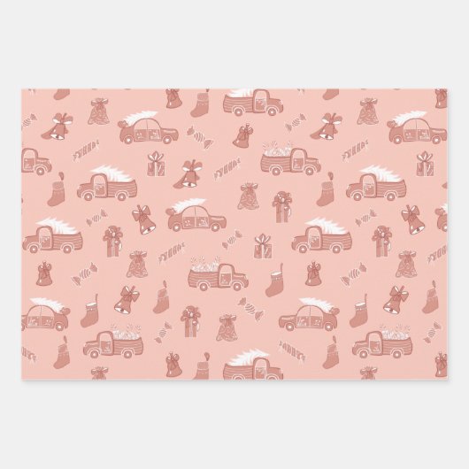 Roos Roze Kerstmis met flessenlamp Inpakpapier Vel (Voorkant 3)