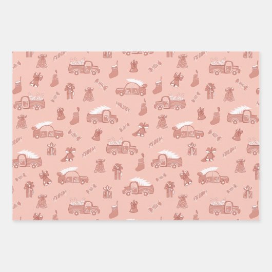 Roos Roze Kerstmis met flessenlamp Inpakpapier Vel (Voorkant 2)