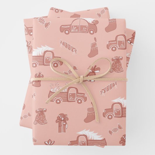 Roos Roze Kerstmis met flessenlamp Inpakpapier Vel (In situ)