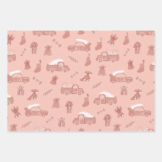 Roos Roze Kerstmis met flessenlamp Inpakpapier Vel (Voorkant)