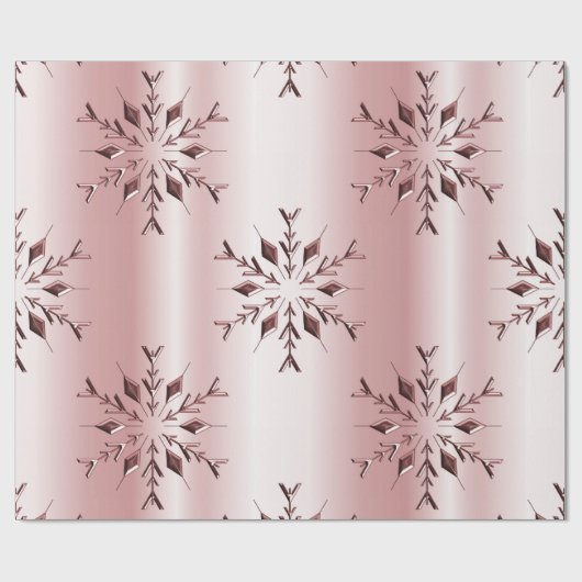 Roos Roze kerstsnowflakes Cadeaupapier (Vlak)