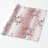 Roos Roze kerstsnowflakes Cadeaupapier (Uitgerold)