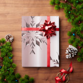 Roos Roze kerstsnowflakes Cadeaupapier