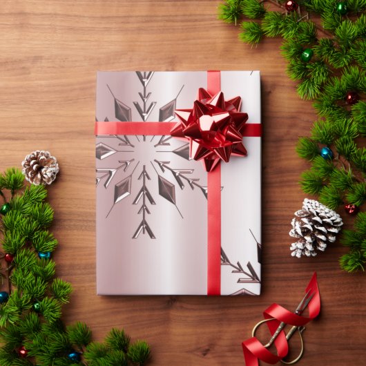 Roos Roze kerstsnowflakes Cadeaupapier