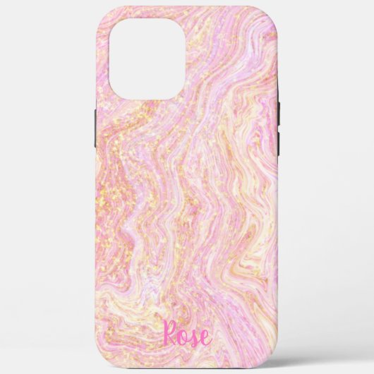  Roos Roze kwartsmarmer en goud Case-Mate iPhone Case (Achterkant)