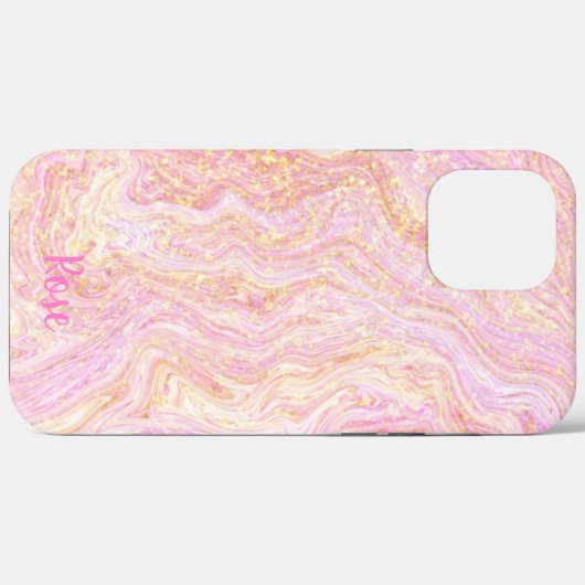  Roos Roze kwartsmarmer en goud Case-Mate iPhone Case (Achterkant (horizontaal))