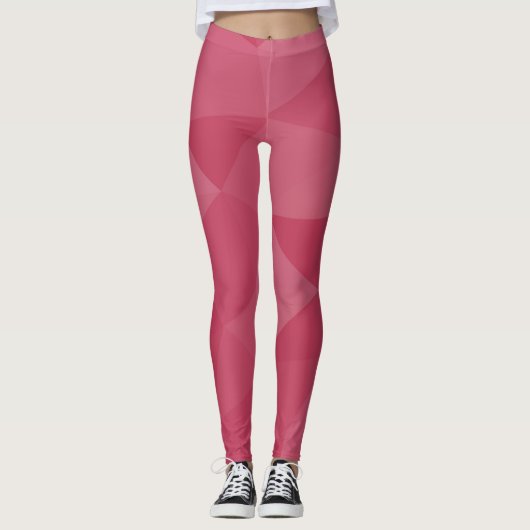Roos roze licht geometrisch maaspatroon leggings (Voorkant)