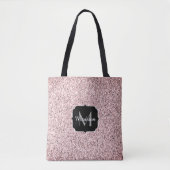 Roos roze licht glitter fonkelt Monogram Draagtas (Voorkant)