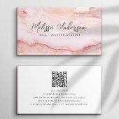Roos Roze Marmer Luxe Esthetische QR Code Visitekaartje