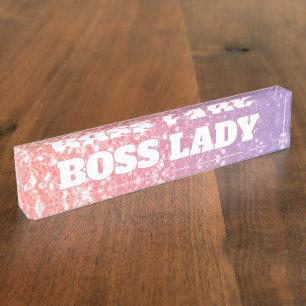 Roos roze paarse faux sparkles glitters baas lady naambordje