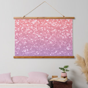 Roos roze paarse lavendel faux schittert glitters hangend wandkleed