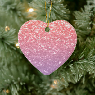 Roos roze paarse lavendel faux schittert glitters keramisch ornament