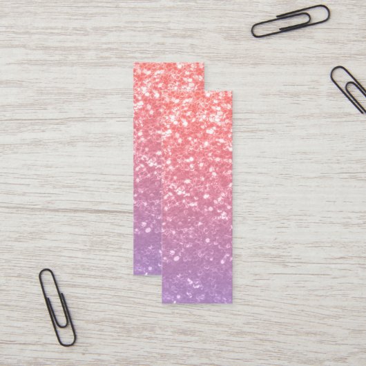 Roos roze paarse lavendel faux schittert glitters mini visitekaartje (Voorkant / Achterkant in situ)