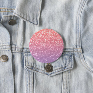Roos roze paarse lavendel faux schittert glitters ronde button 7,6 cm